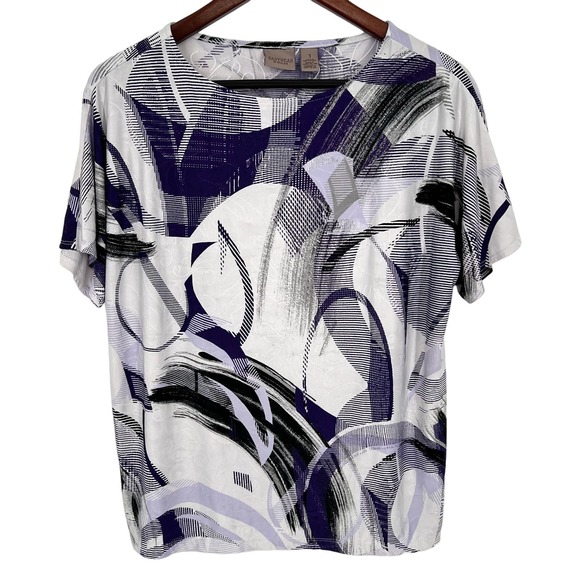 Chico's Tops - Chicos Easywear Sz 1 MEDIUM 8/10 Purple Stretchy Blouse Shirt Top Mature Comfy